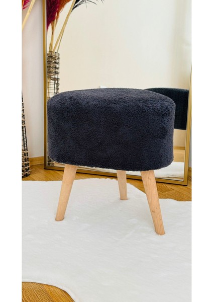 Asimetrik Kesim Ahşap Ayaklı Teddy Kumaş Dekoratif Puf Bench fırsatları
