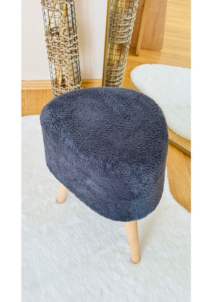 Asimetrik Kesim Ahşap Ayaklı Teddy Kumaş Dekoratif Puf Bench indirimleri