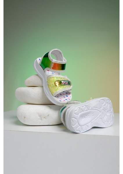 Yum Hologram Desenli Cırtlı Kız Bebek Sandalet modelleri