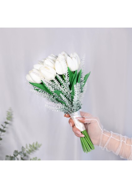 Islak Lale-Lavanta Gelin Buketi-Gelin Çiçeği Damat Çiçeği 2 Li Set