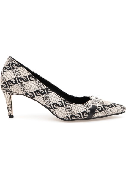 Kadın Siyah Desenli Topuklu Ayakkabı 50295561-VR046 fırsatları