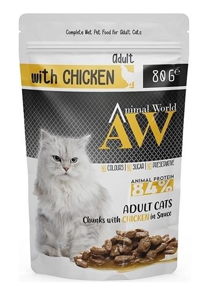 Animal World Tavuklu Yetişkin Kedi Konservesi 80 gr