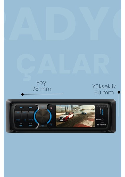 SD-8020 Uzaktan Kumandalı 3" LCD Ekran Mp3 Özellikli Oto Teyp