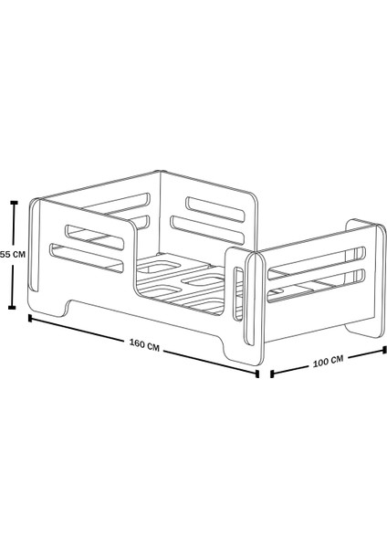 Mdflam Modern Montessori Çocuk Yatak, Baza, Karyola 160*90 cm