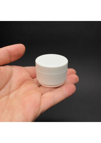 10 ml Beyaz Plastik Kavanoz , 10 cc Kapaklı Krem Kavanozu x 6 Adet