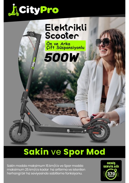 Ön ve Arka Süspansiyonlu Çift Şürüş Modlu Katlanabilir Elektrikli Scooter modelleri