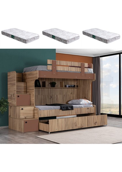 Ranza, Mocha Ranza Yavrulu 3lü Ranza Kahverengi + 3 Adet Comfort Yatak