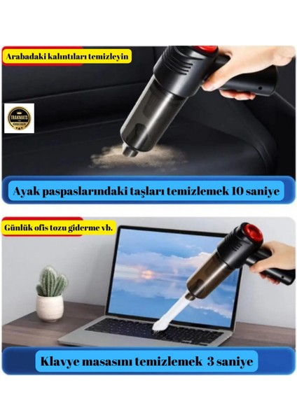 Nissan Micra 2004 - 2024 Güçlü Emiş Üfleme Özellikli Ev Araç Kablosuz Şarjlı El Süpürgesi Siyah