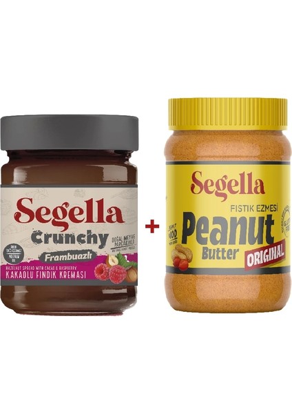 Frambuaz Meyve Parçacıklı Kakaolu Fındık Kreması ve %100 Fıstık Ezmesi Original 350gr X 2 Adet