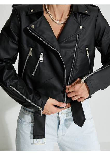 Ronada Wuwei Siyah Slim Fit Deri Ceket fırsatları