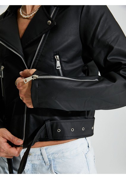 Ronada Wuwei Siyah Slim Fit Deri Ceket indirimleri