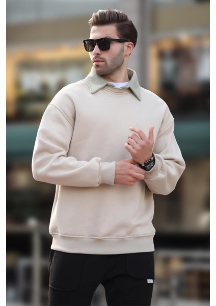 Bej Polo Yaka Erkek Sweatshirt 7086 fiyatları