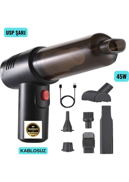 Güçlü emiş ve üfleme özellikli kablosuz el süpürgesi, çok yönlü kullanım, 2 yıl garanti