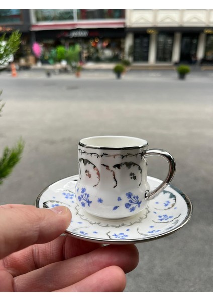 Blue Porselen Kahve Fincan Takımı 6 Kişilik