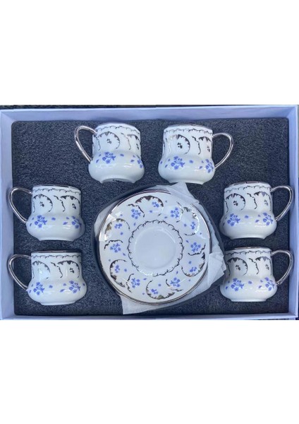 Blue Porselen Kahve Fincan Takımı 6 Kişilik fiyatları