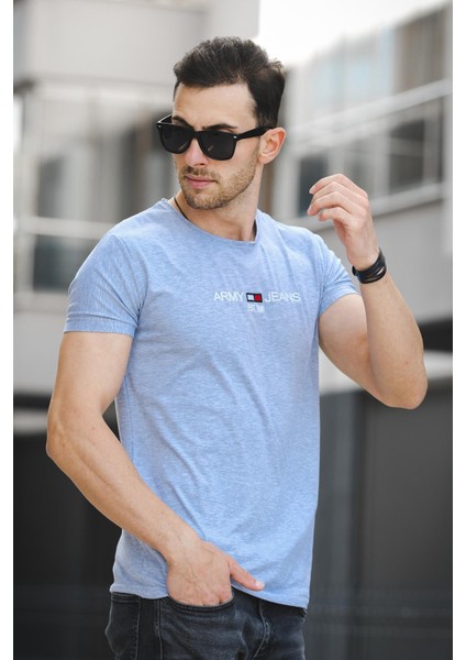 Army Nakışlı Slim Fit Dar Kesim Likralı Erkek Tshirt fiyatları
