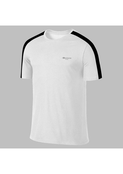 Yeni Seri Erkek Beyaz Dri-Fit Kumaş Yürüyüş ve Koşu Için Konforlu Kısa Kol T-Shirt S-3xl