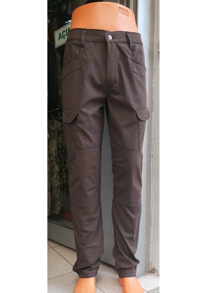 Koruma Taktikal Likralı Koyu Kahve Su Itici Ince ve Yumuşak Pantolon Ibüyük Beden Kargo