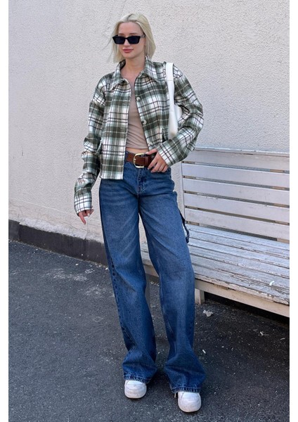 Haki Düğmeli Gömlek Yaka Oduncu Kısa Ceket MG2181 modelleri