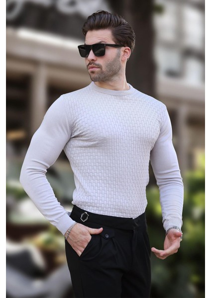 Gri Desenli Erkek Triko Kazak 7266 fiyatları