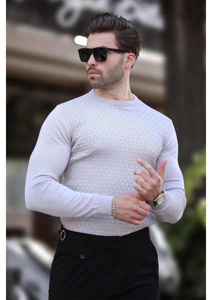 Gri Desenli Erkek Triko Kazak 7266 modelleri