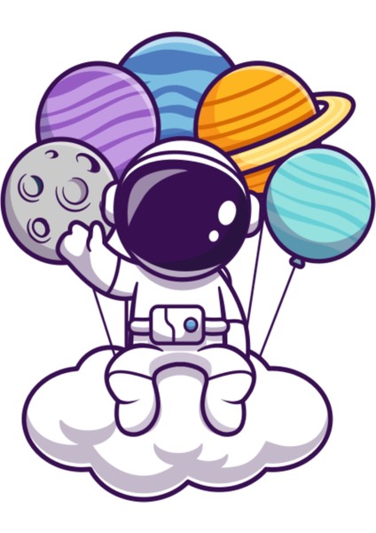 Astronot - Uzay- Gezegen - Kapı Duvar Çocuk Odası Sticker - 8 Li Set fırsatları