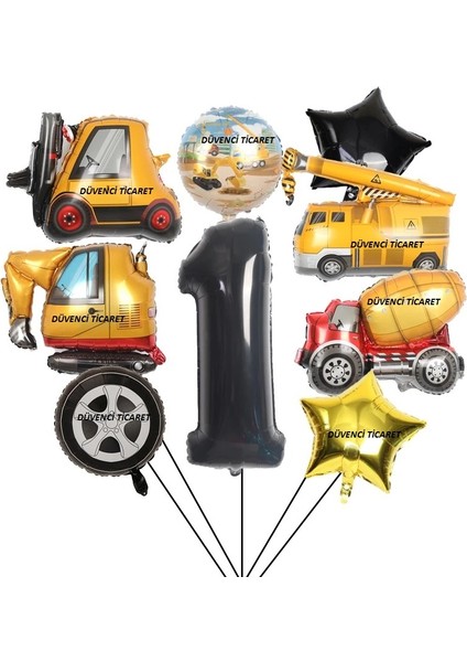 Inşaat Temalı Iş Makinaları Tamalı Yaş Balon Set