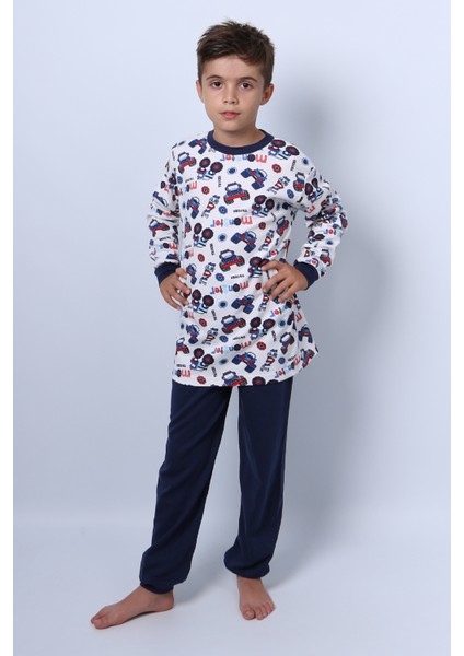 Erkek Çocuk Pijama Takımı Baskılı Ribanalı C69