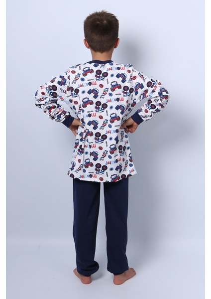 Erkek Çocuk Pijama Takımı Baskılı Ribanalı C69 modelleri