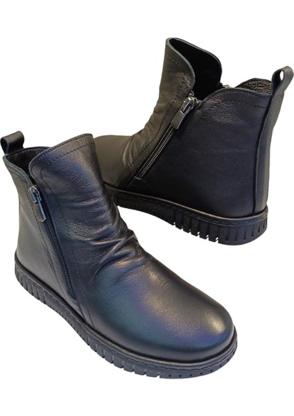 23663 Kadın Deri Casual Comfort Bot Siyah modelleri