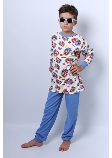 Erkek Çocuk Pijama Takımı Baskılı Ribanalı C69 modelleri