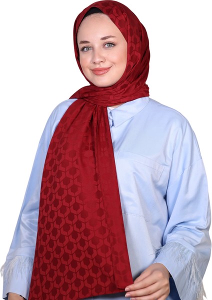 Jakarlı Dörtgen Taş Desenli Şal 1030