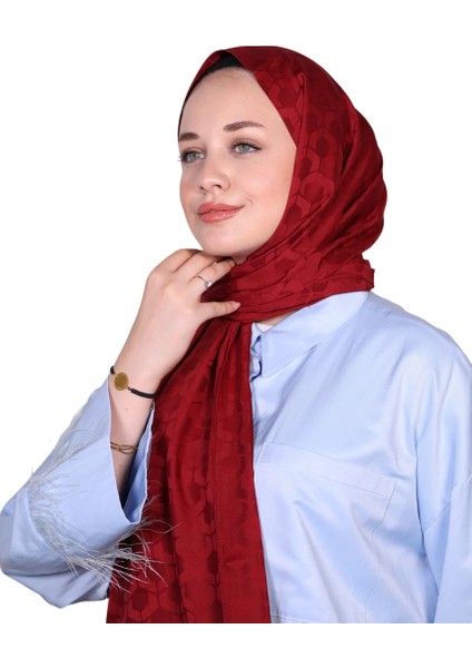 Jakarlı Dörtgen Taş Desenli Şal 1030
