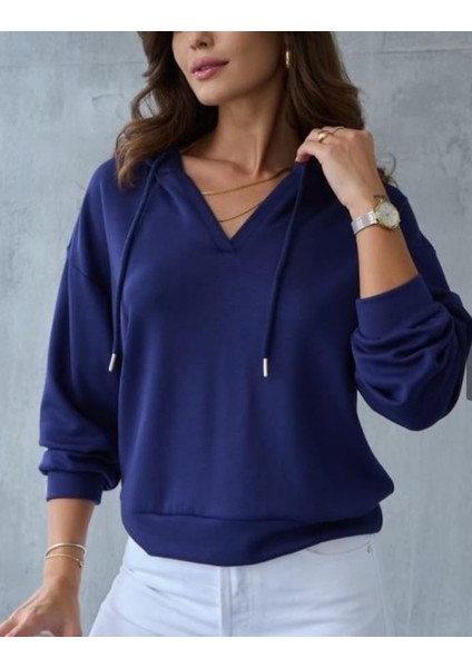 Kadın Sweatshirt Modal Kumaş Kapüşonlu