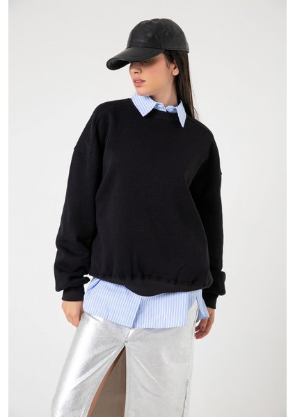 3 Iplik Şardonlu Oversize Düşük Omuz Pamuklu Kadın Sweatshirt modelleri