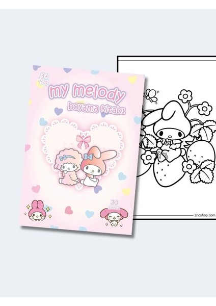 My Melody, Çocuklar Için Boyama Kitabı, (+20), (Tam Sayfa Resimli Boyama Kitabı) + Maske Hediyeli