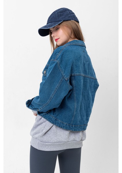 Çift Cepli Kadın Kot Ceket Denim Jean Mont