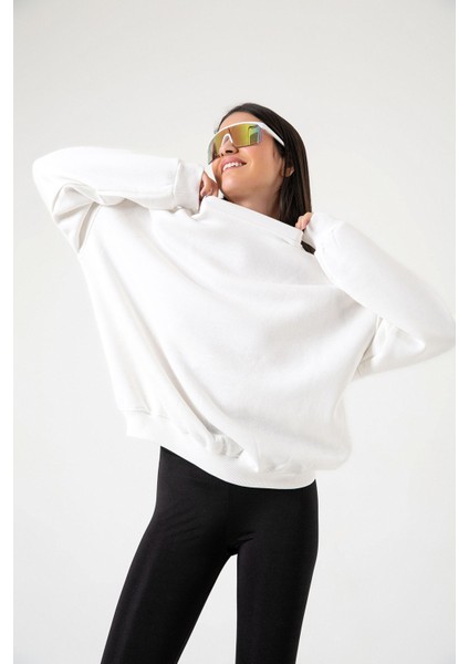 3 Iplik Şardonlu Oversize Düşük Omuz Pamuklu Kadın Sweatshirt fırsatları