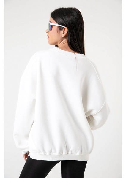 3 Iplik Şardonlu Oversize Düşük Omuz Pamuklu Kadın Sweatshirt indirimleri
