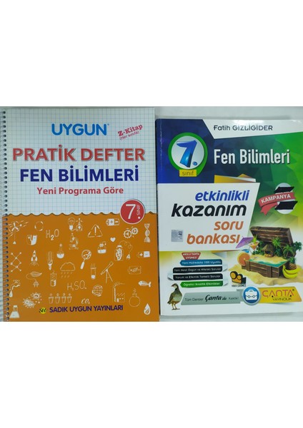 Yayınları 7. Sınıf Fen Bilimleri Etkinlikli Kazanım Soru Bankası+Sadık Uygun  Fen Defter