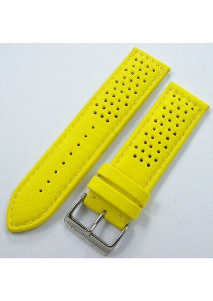 Bizon Sarı Turuncu Deri Saat Kordonu 24MM 22MM 18MM Delikli Spor Saat Kayışı Dikişli Su Geçirmez