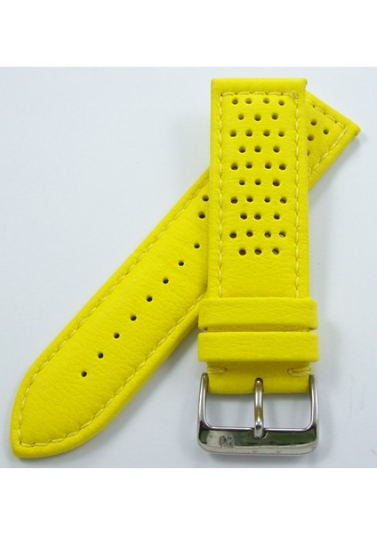 Bizon Sarı Turuncu Deri Saat Kordonu 24MM 22MM 18MM Delikli Spor Saat Kayışı Dikişli Su Geçirmez fiyatları