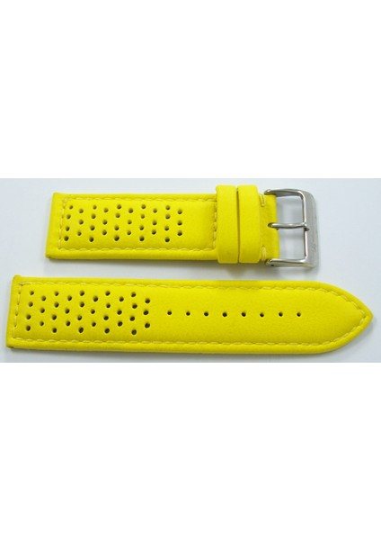 Bizon Sarı Turuncu Deri Saat Kordonu 24MM 22MM 18MM Delikli Spor Saat Kayışı Dikişli Su Geçirmez modelleri