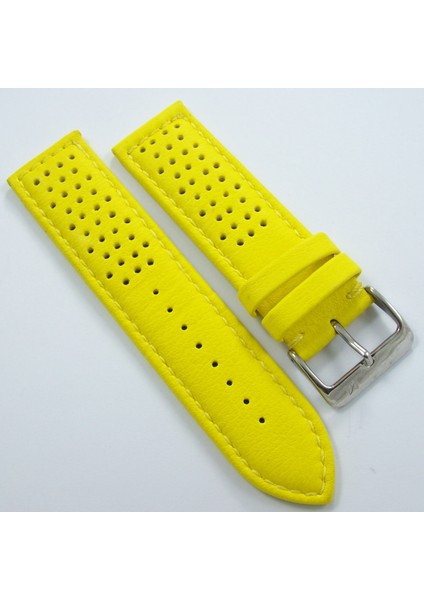 Bizon Sarı Turuncu Deri Saat Kordonu 24MM 22MM 18MM Delikli Spor Saat Kayışı Dikişli Su Geçirmez fırsatları