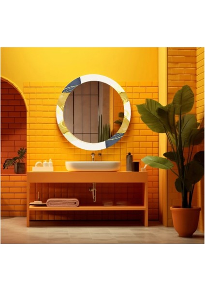 Teknoo- Dekorarif Desenli Yuvarlak Banyo-Salon Duvar Aynası 91