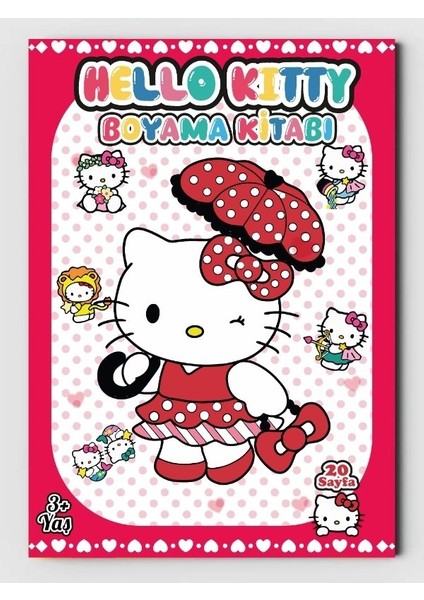 Hello Kitty, Çocuklar Için Eğlenceli Boyama Kitabı, (+20), (Tam Sayfa Resimli Boyama Kitabı)