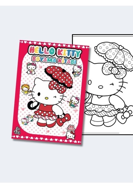 Hello Kitty, Çocuklar Için Eğlenceli Boyama Kitabı, (+20), (Tam Sayfa Resimli Boyama Kitabı)