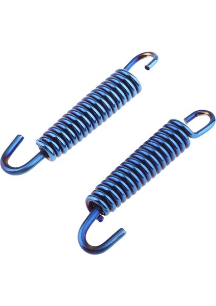 2 65MM Motosiklet Paslanmaz Çelik Egzoz Borusu Yaylı Mavi (Yurt Dışından)