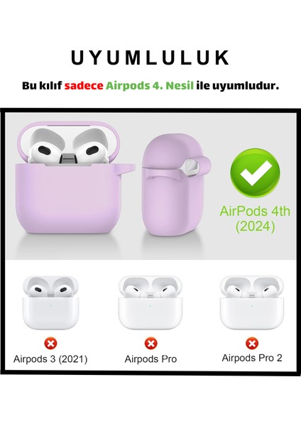 4. Nesil Uyumlu Lila Silikon Kulaklık Kılıfı, Kulaklık Ipi ve 3'ü 1 Arada Temizleme Kalemi Seti modelleri