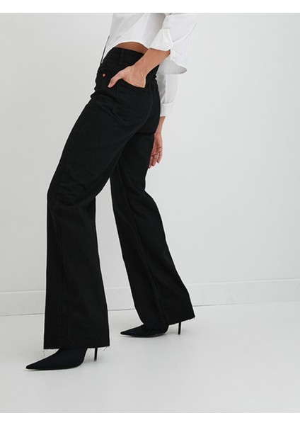 Ronada Wuwei Siyah Wide Leg Jean modelleri